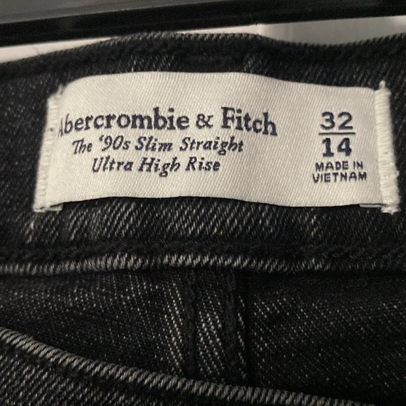 ABERCROMBIE & FITCH The '90s Slim Straight Hi-Rise Black Jeans Size32/14 ( F-17) - Picture 4 of 10